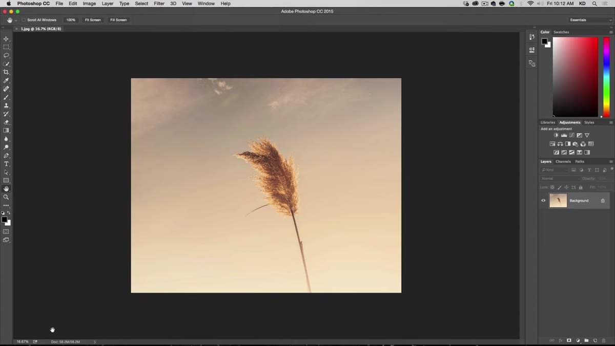Zooming in to 100% view in Photoshop