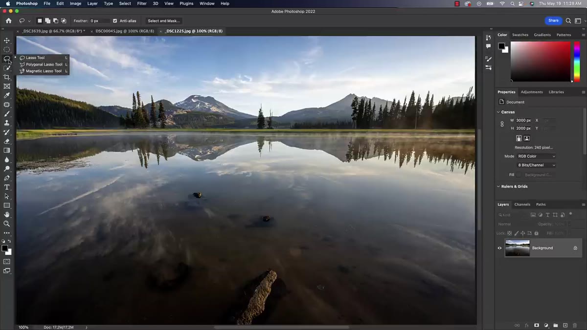 Magnetic Lasso and Magic Wand tools highlighted in toolbar