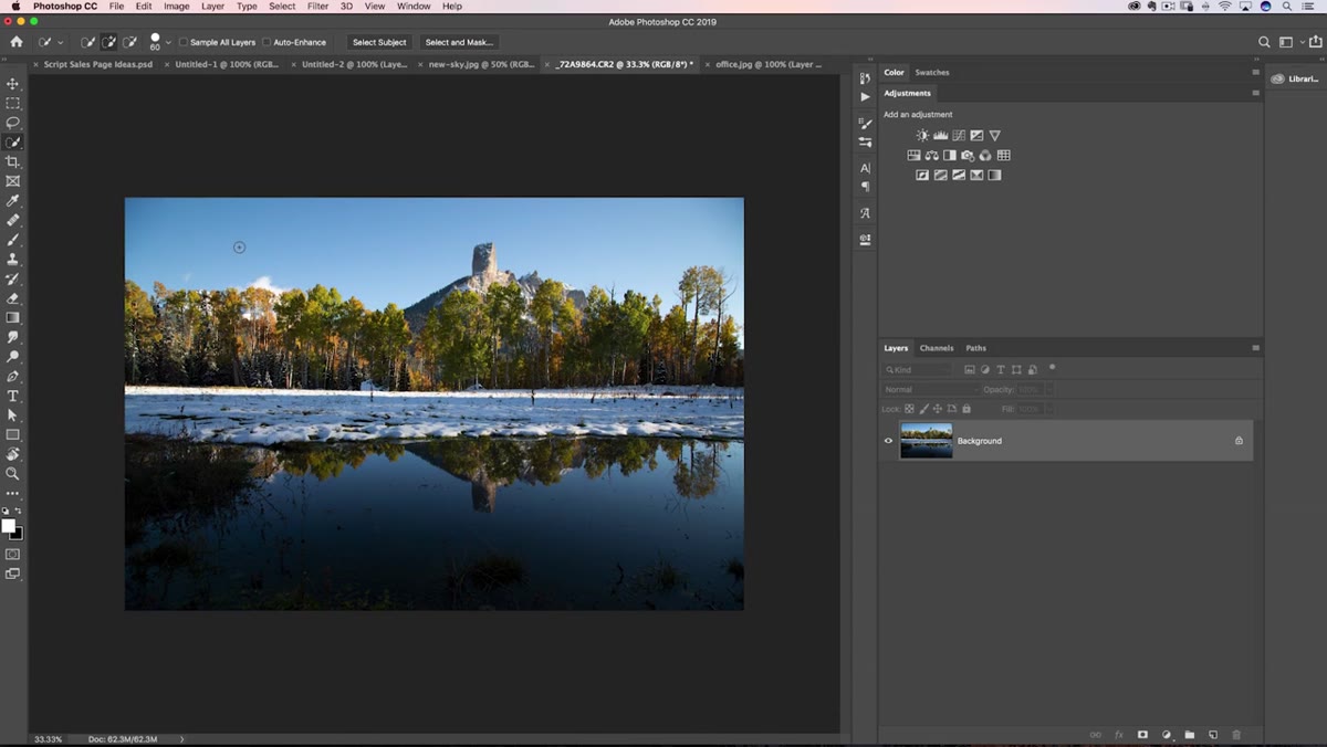 Quick Selection Tool painting over the sky area