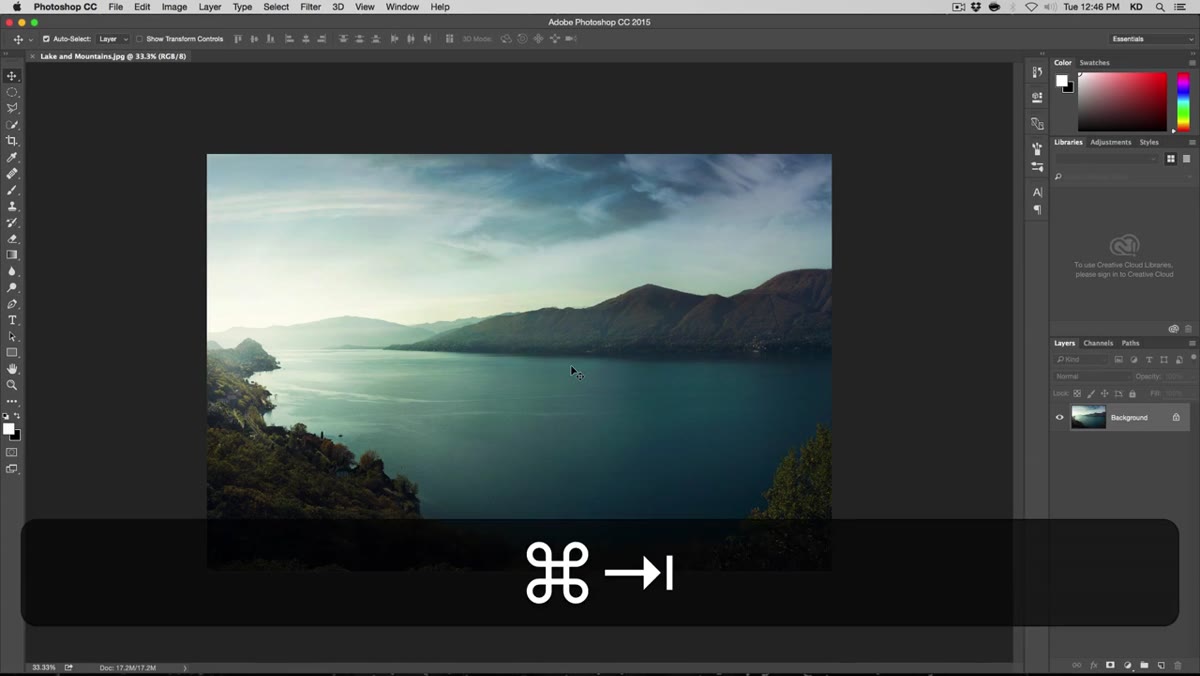 Dragging cloud image onto landscape photo tab