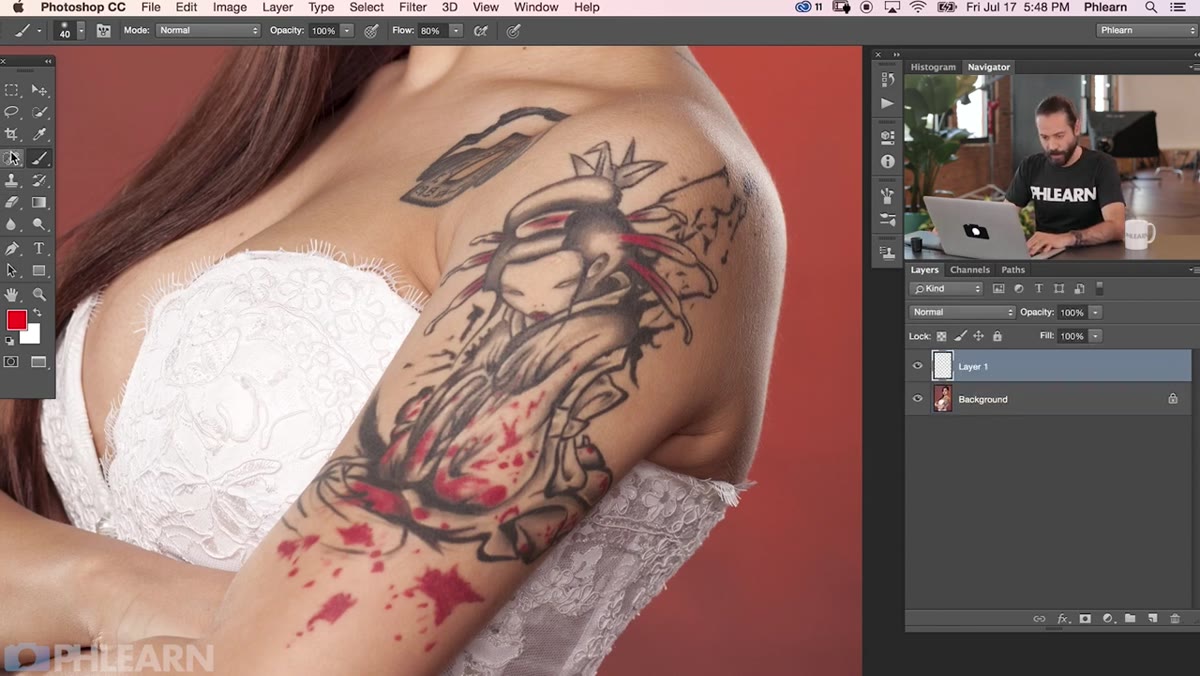 New layer created above background in Layers panel