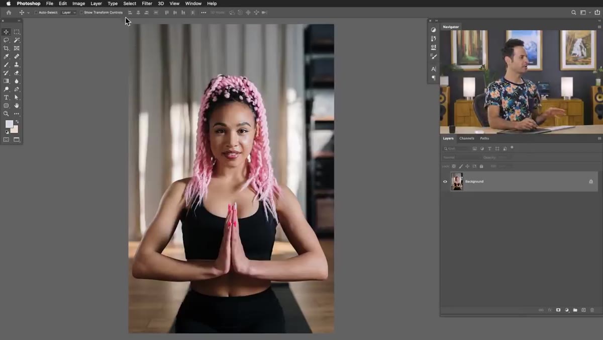 Photoshop Select menu open, Subject option highlighted