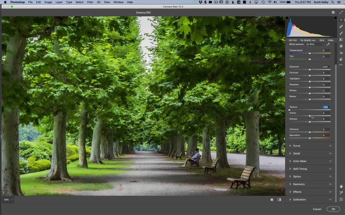Clarity slider pulled to a negative value in Camera Raw