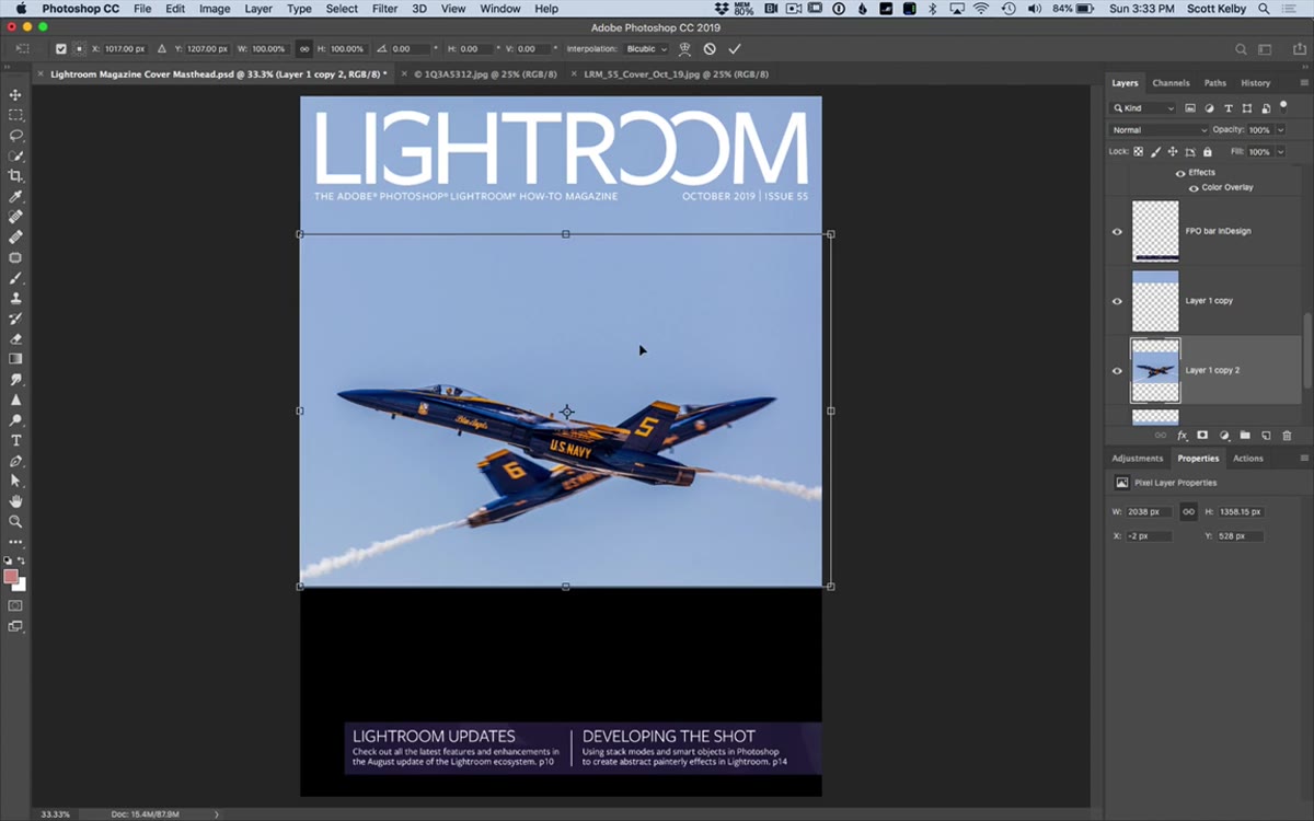 Second flipped layer being dragged downward to extend bottom of image