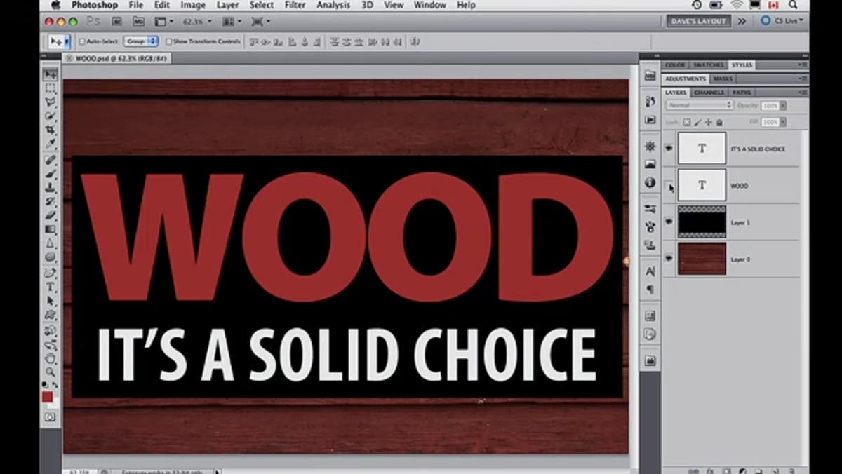 A regular type layer visible in the Layers panel