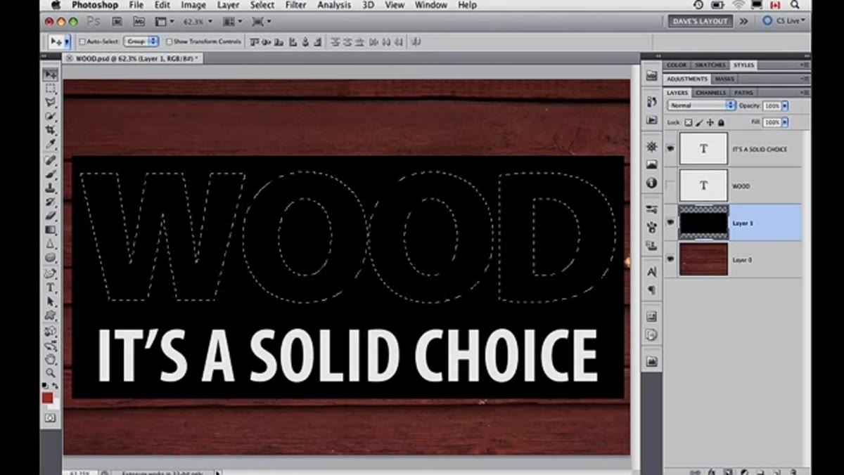Move tool selected in toolbar, cursor positioned over type on canvas