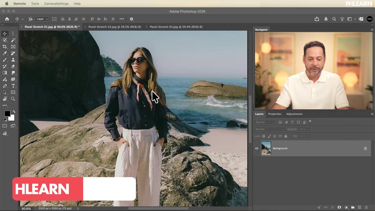 Background layer selected in Photoshop layers panel